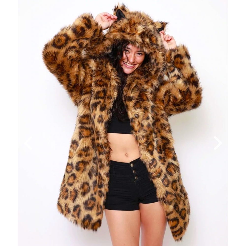 JAVAN LEOPARD CLASSIC FAUX FUR COAT